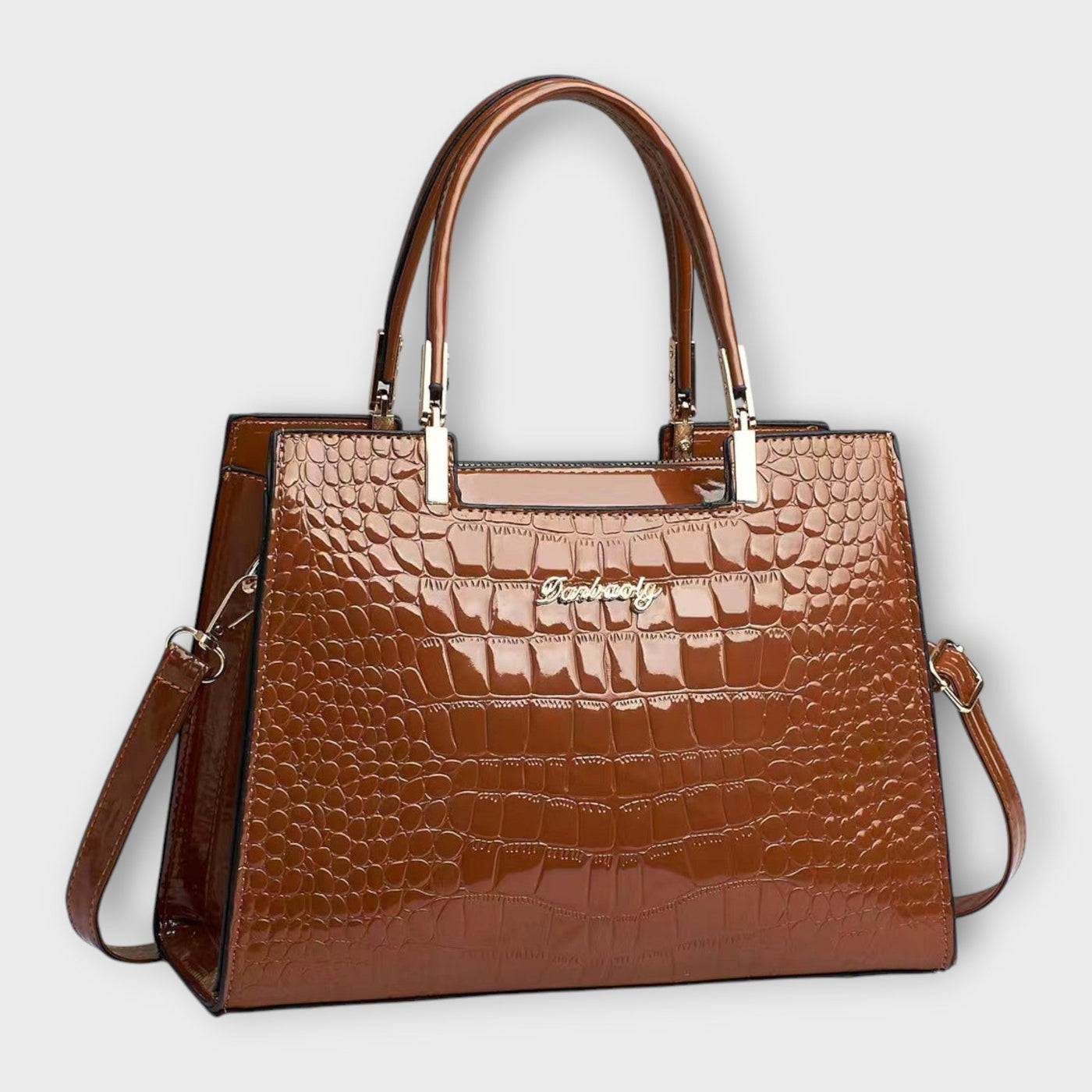 Sophie Mode - Glossy Crocodile Pattern Handbag