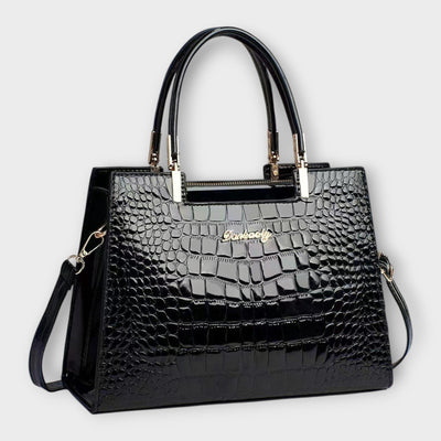 Sophie Mode - Glossy Crocodile Pattern Handbag
