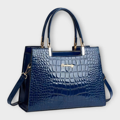 Sophie Mode - Glossy Crocodile Pattern Handbag