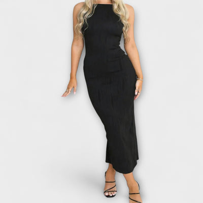 Chic sleeveless ruched long dress