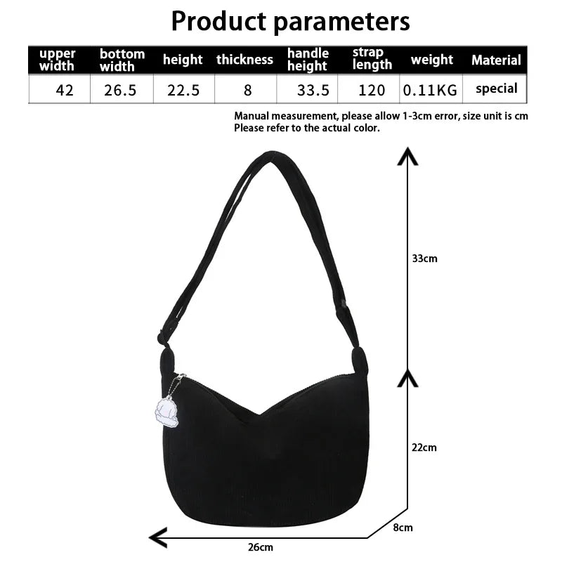 Sophie Mode - Corduroy Shoulder Bags for Women