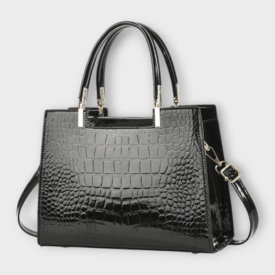 Sophie Mode - Glossy Crocodile Pattern Handbag