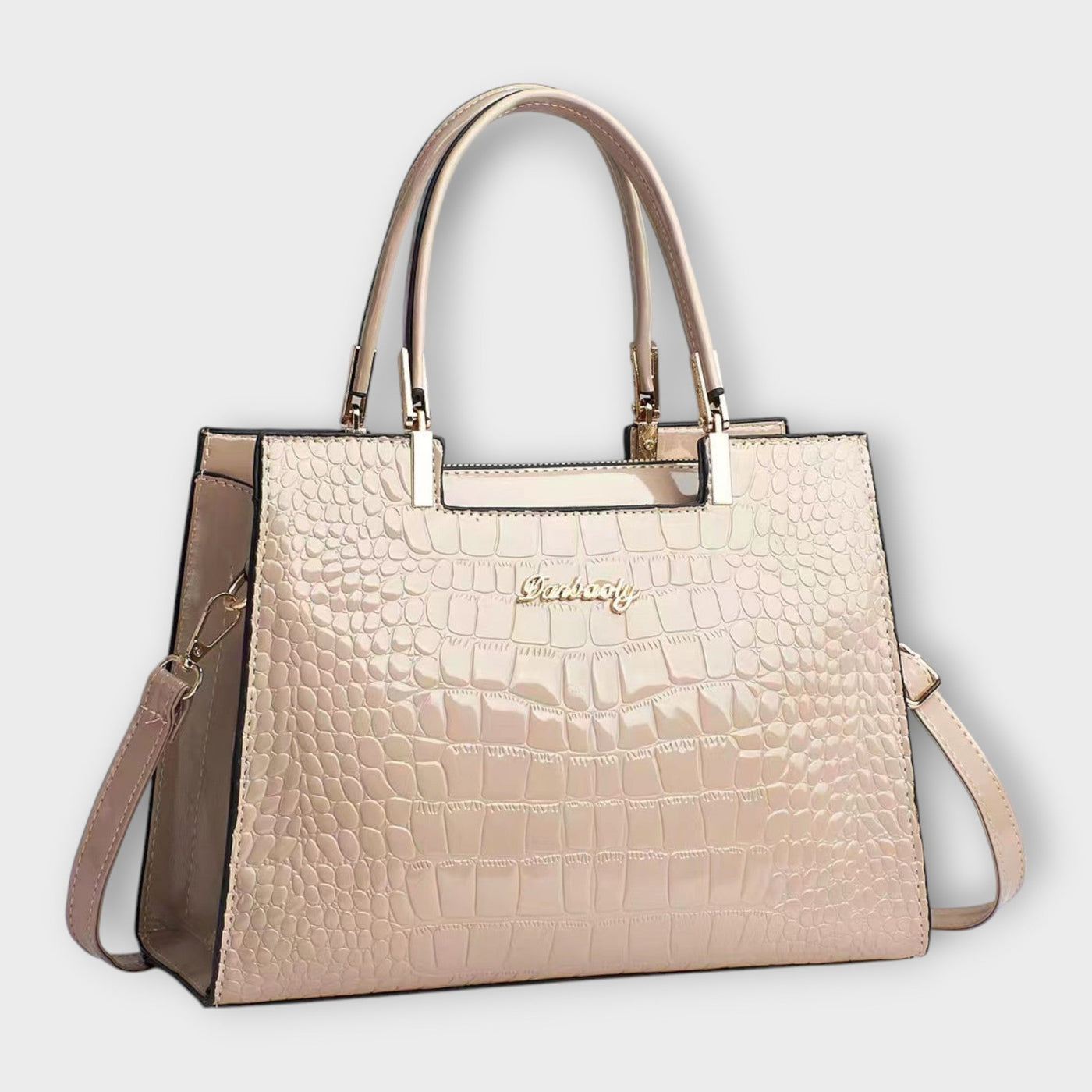 Sophie Mode - Glossy Crocodile Pattern Handbag