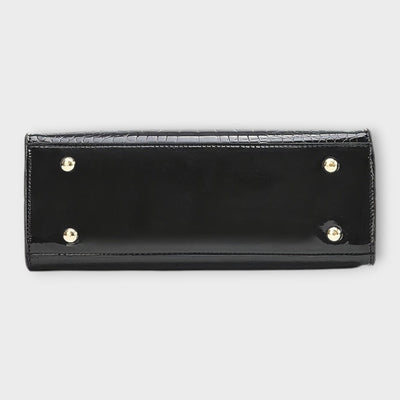 Sophie Mode - Glossy Crocodile Pattern Handbag